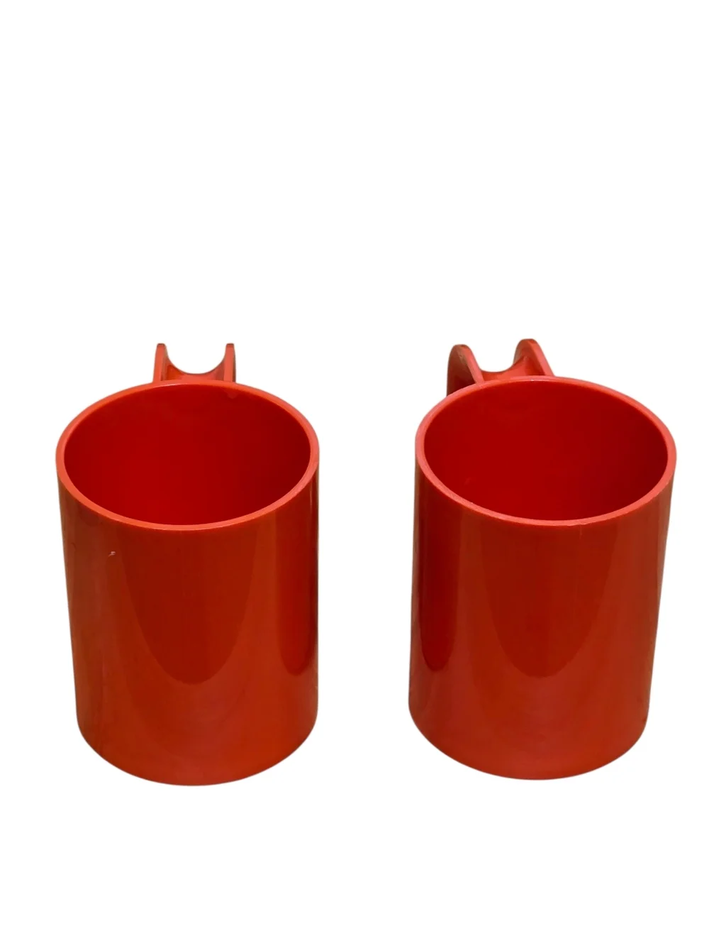 Massimo Vignelli Heller Orange Melamine Stackable Mugs, Set of 2 Vintage MCM